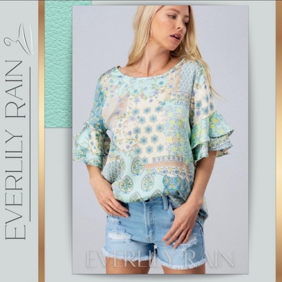 🔥Sale!!!!Beautiful Mint Mosaic Top - Picture 5 of 8